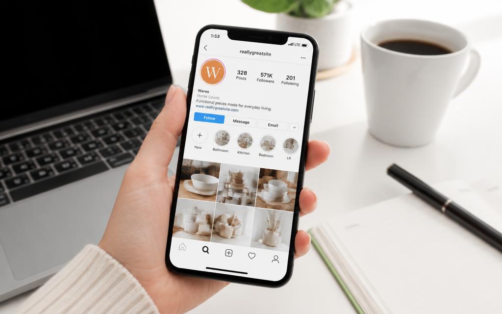Instagram bedrijfsprofiel op een smartphone