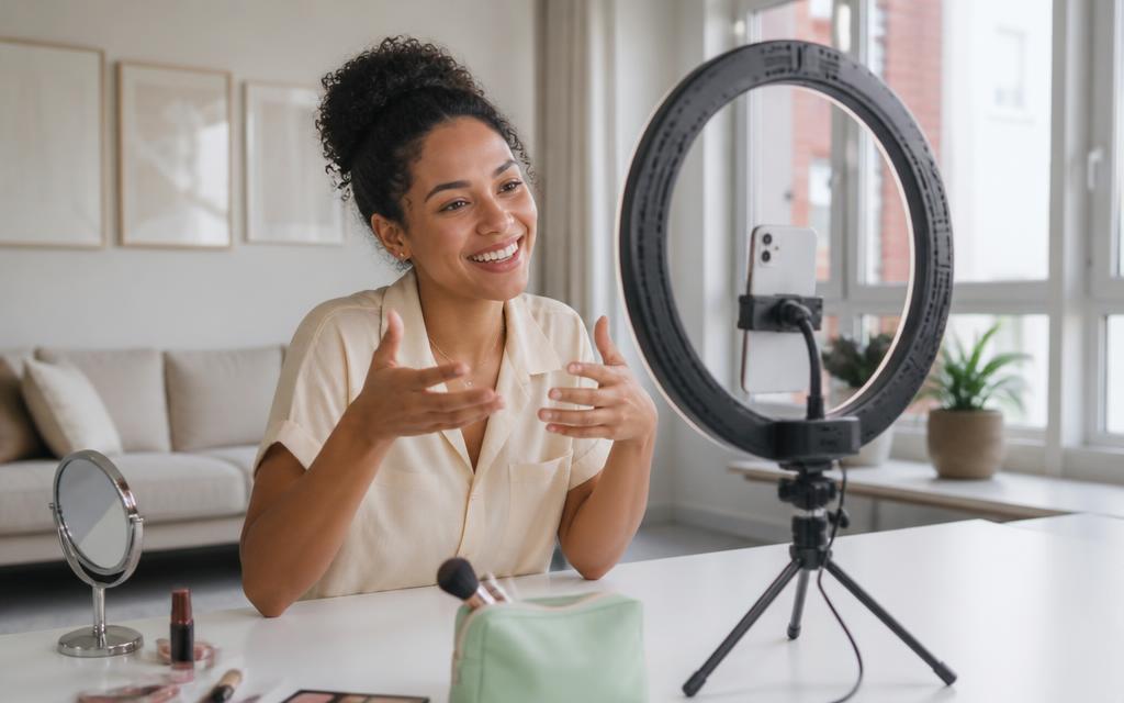 Contentcreatie met smartphone en ringlamp