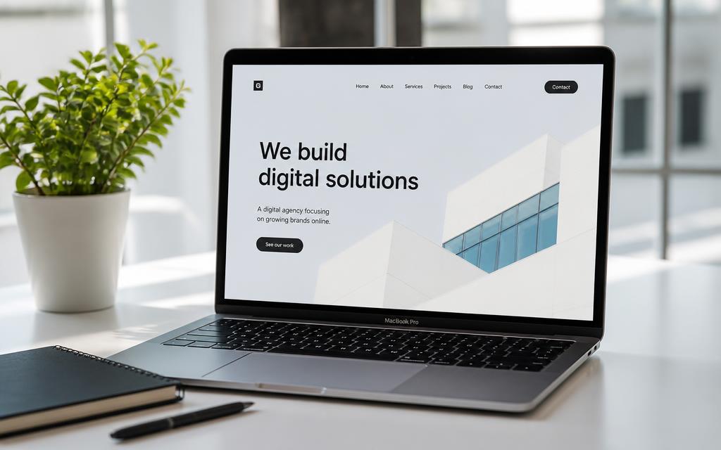 Laptop met een moderne bedrijfswebsite